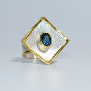 Silver Handmade Ring with Turquoise, 22K